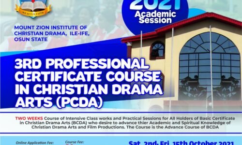 3rd Professional Certificate Course in Christian Drama Arts (PCDA)