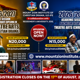 2026/2027 Admissions B.A. & PGD Theatre Arts